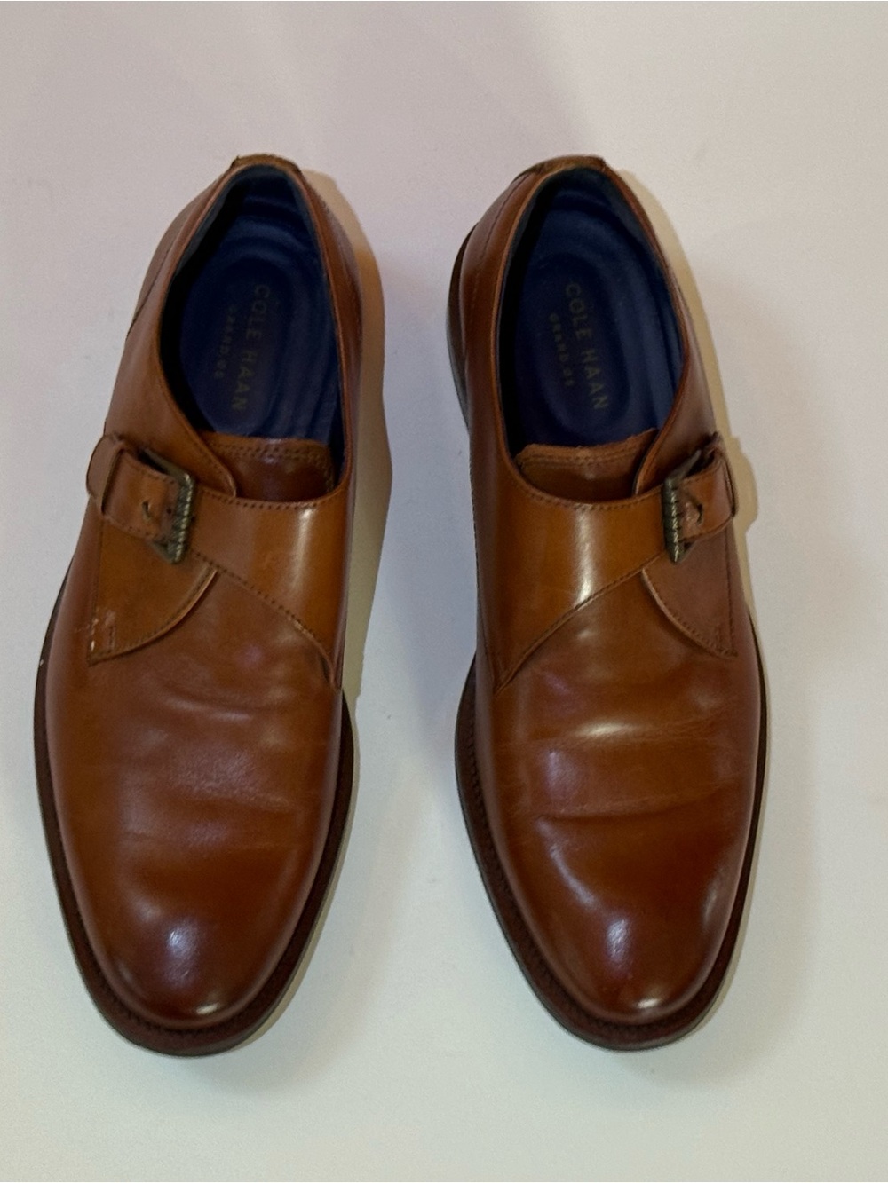 Cole Haan Men's Tan/Brown Leather Single Monk Strap Shoes